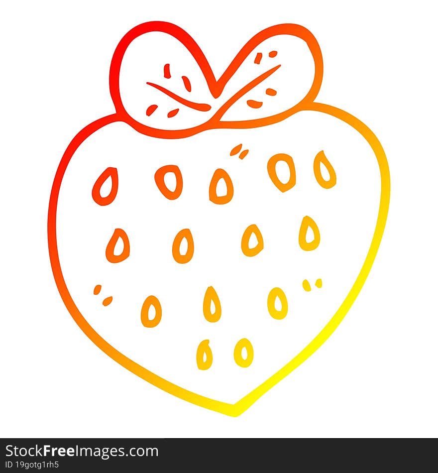 warm gradient line drawing of a cartoon strawberry fr