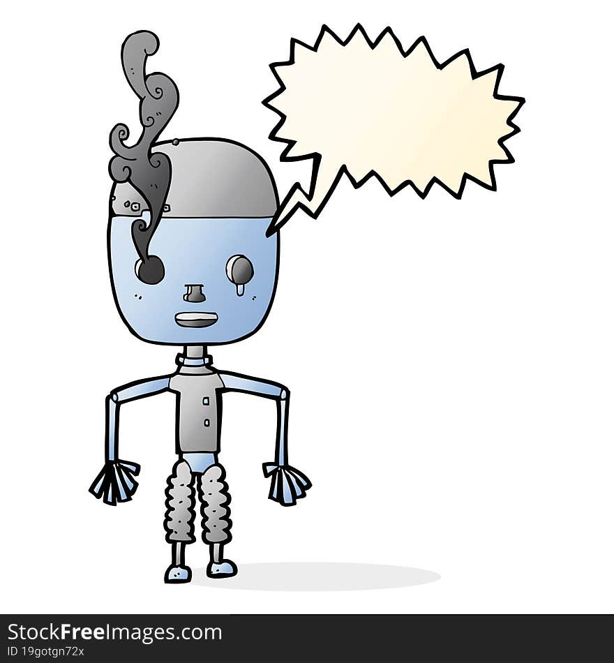 cartoon robot with speech bubble