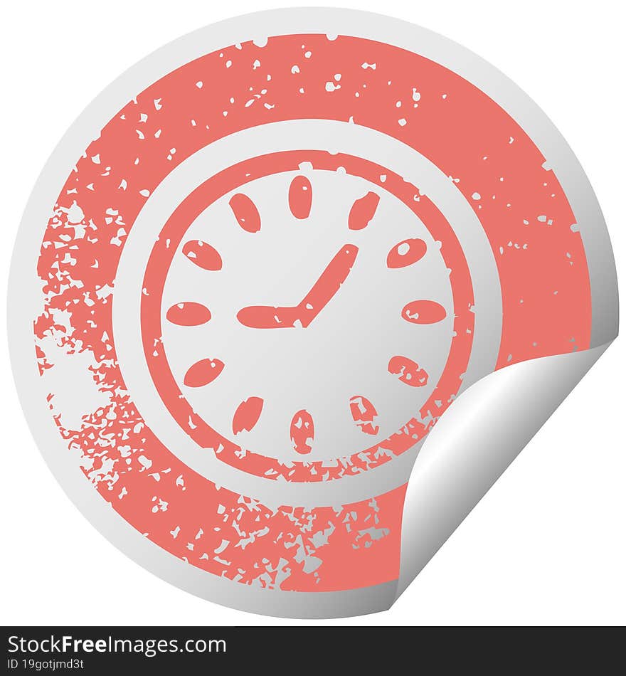 distressed circular peeling sticker symbol wall clock