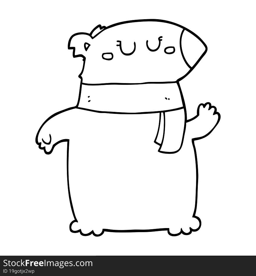 cartoon bear with scarf