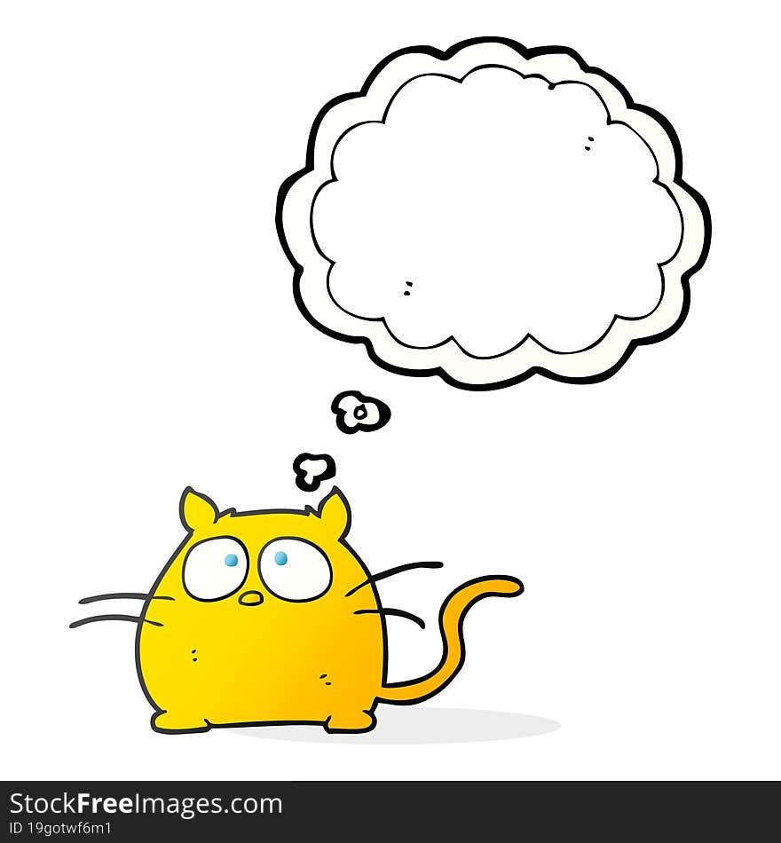 freehand drawn thought bubble cartoon cat