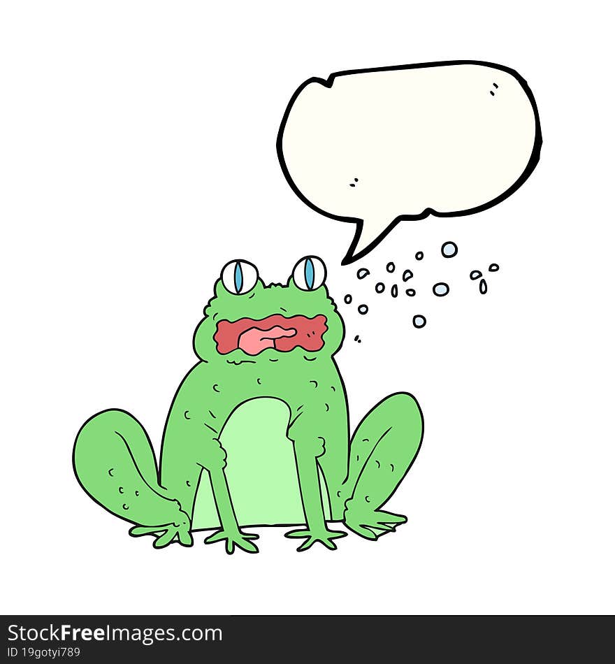 freehand drawn speech bubble cartoon burping frog