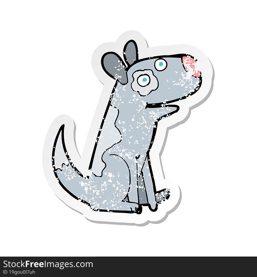 Retro Distressed Sticker Of A Cartoon Happy Dog