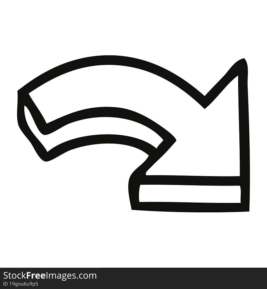 line drawing cartoon of a directional arrow