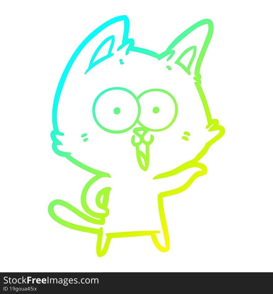 cold gradient line drawing funny cartoon cat