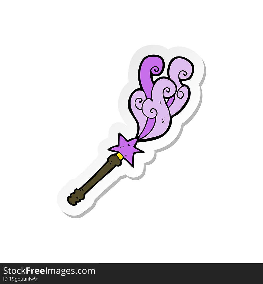 sticker of a cartoon magic wand casting spell