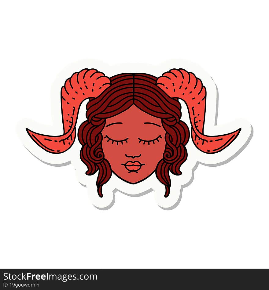 tiefling character face sticker