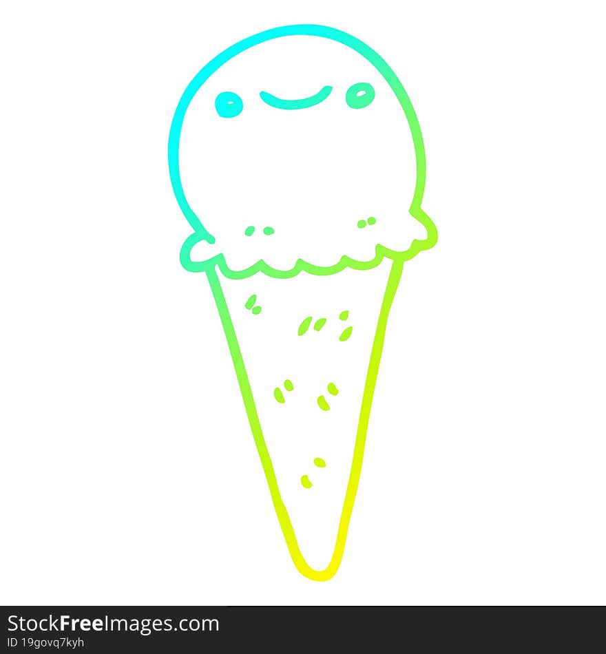 Cold Gradient Line Drawing Cartoon Ice Cream