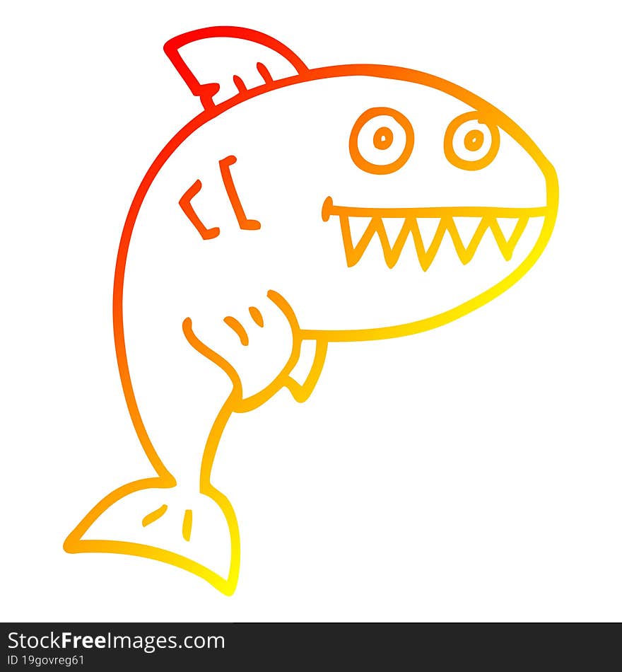 warm gradient line drawing cartoon deadly shark