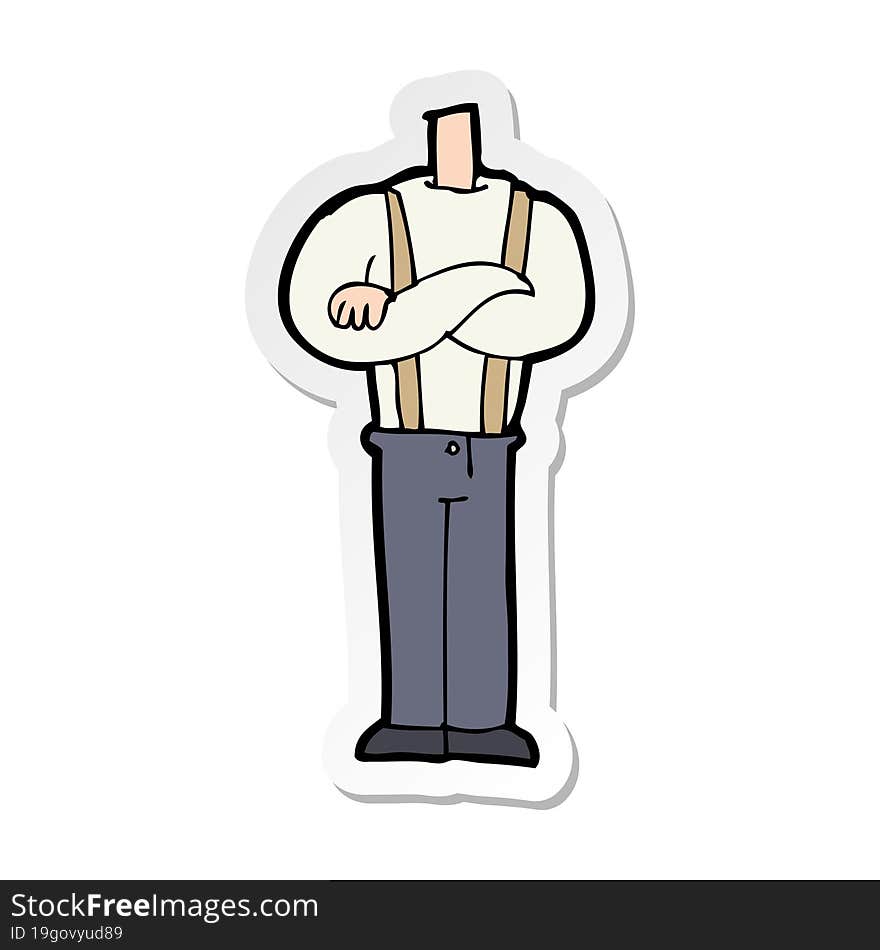 sticker of a cartoon body with folded arms