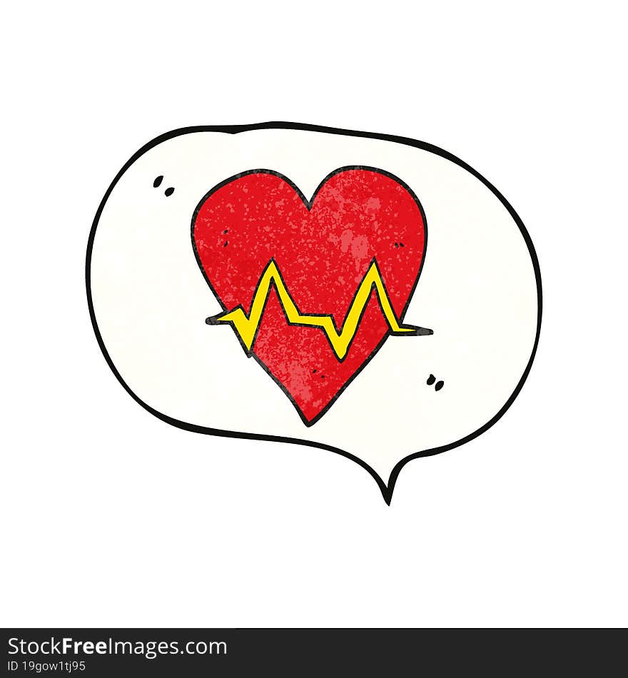 freehand speech bubble textured cartoon heart rate pulse symbol