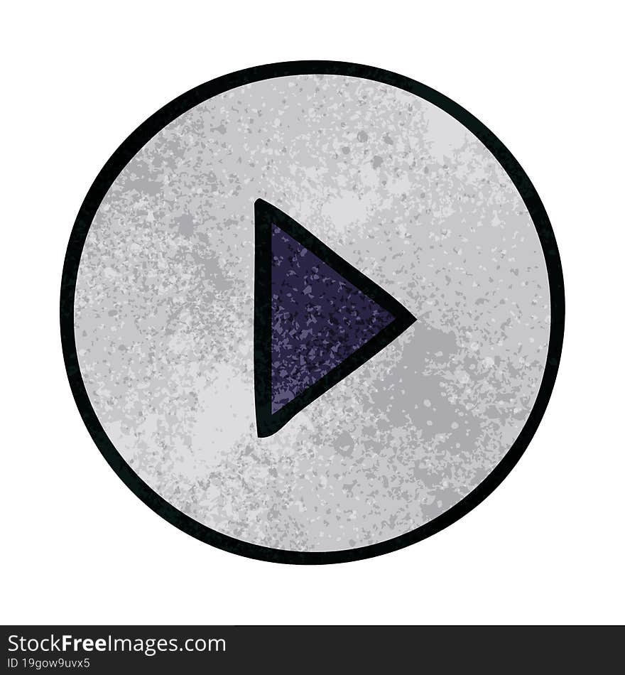 retro grunge texture cartoon of a play button