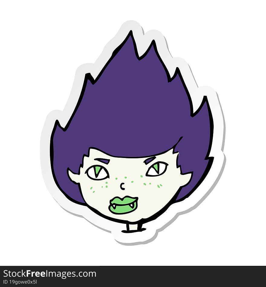 Sticker Of A Cartoon Vampire Head