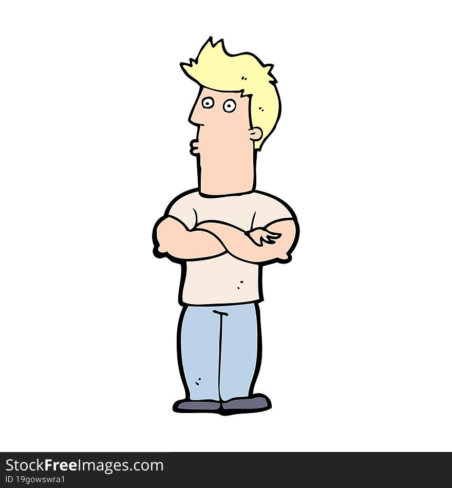 cartoon man with folded arms