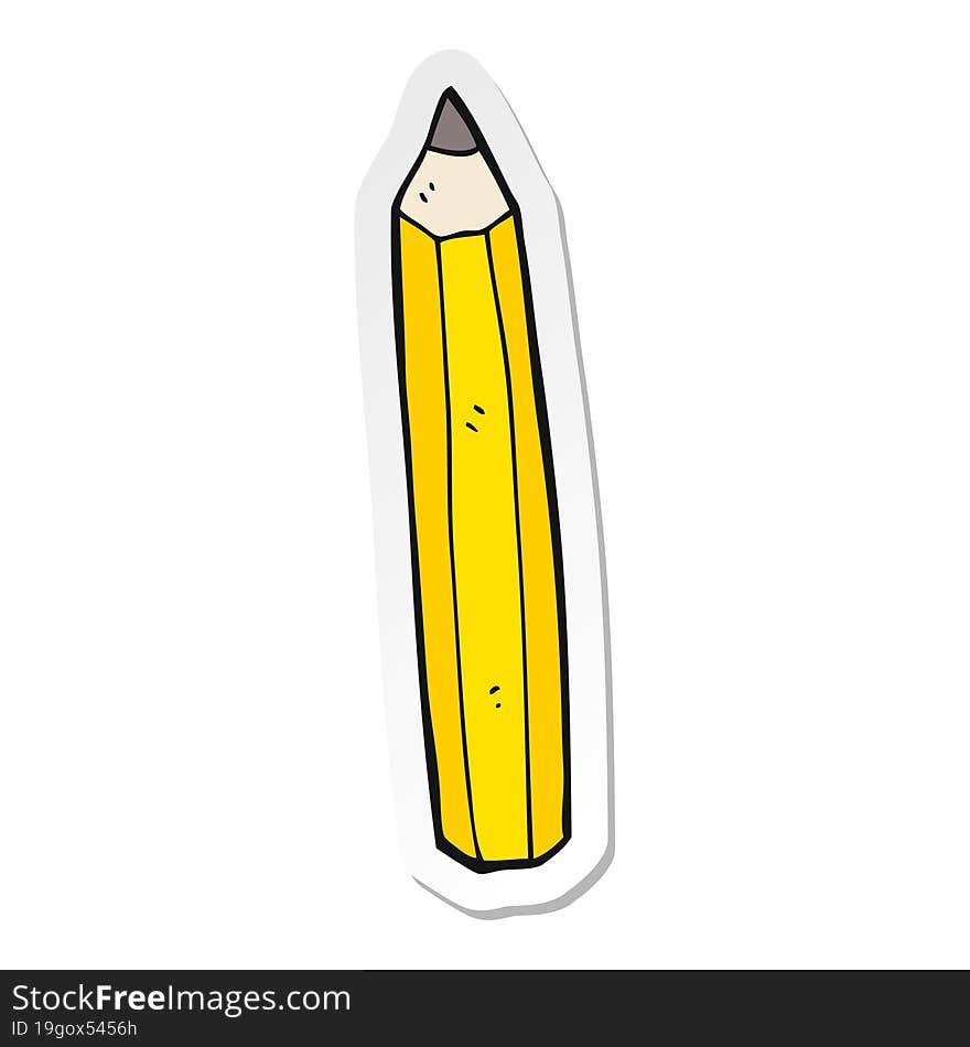 sticker of a cartoon pencil