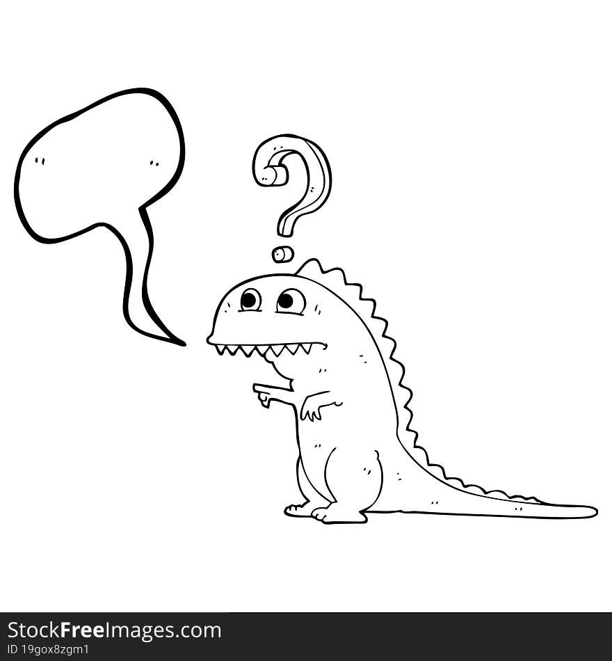 Speech Bubble Cartoon Confused Dinosaur