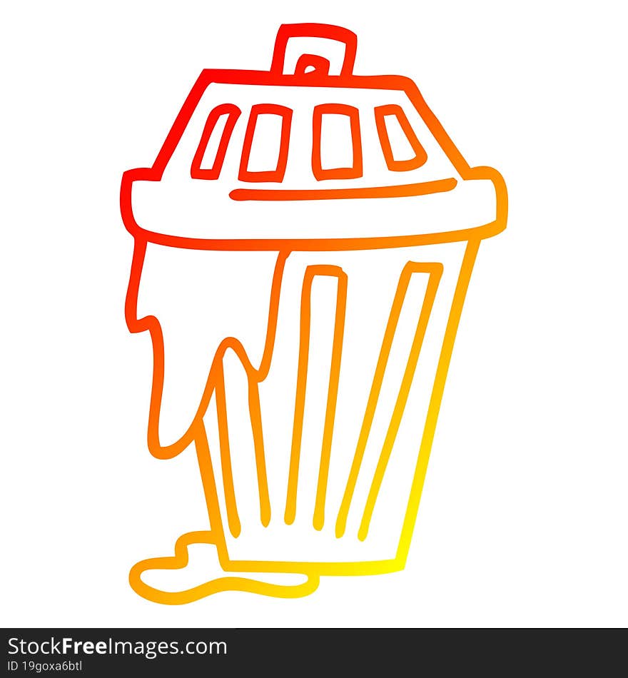 warm gradient line drawing cartoon waste bin