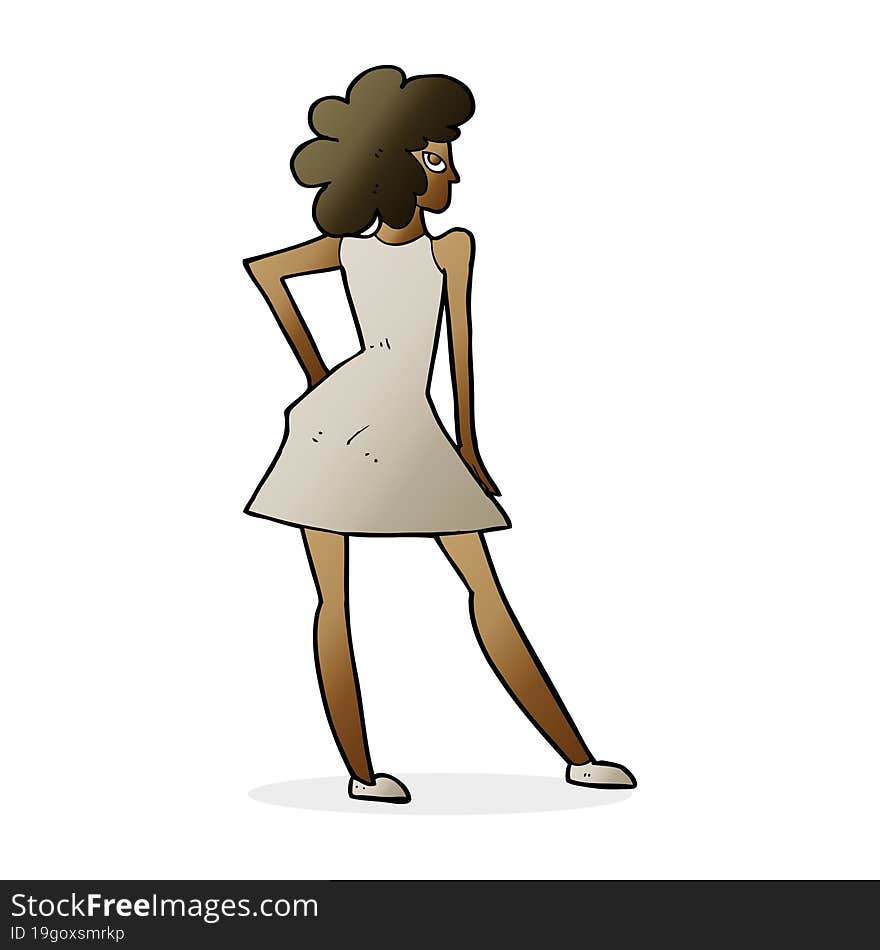 cartoon woman posing in dress