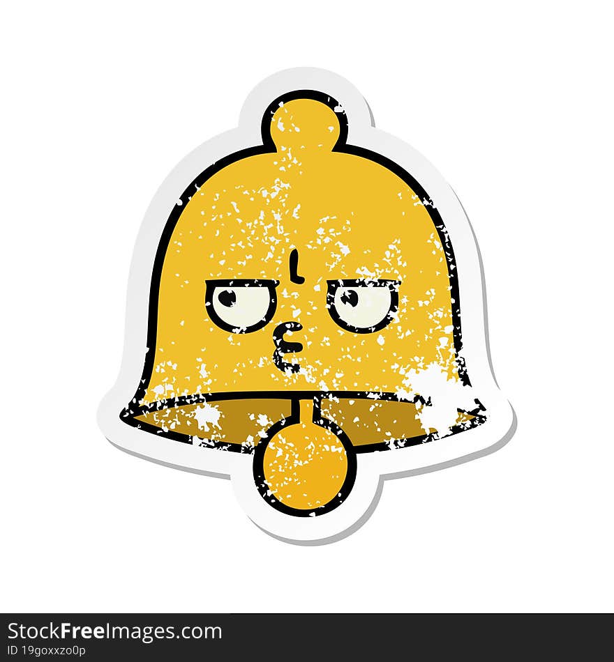 Distressed Sticker Of A Cute Cartoon Bell