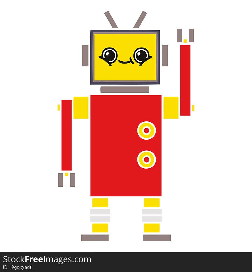 Flat Color Retro Cartoon Robot