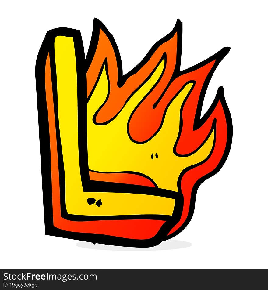 cartoon flaming letter