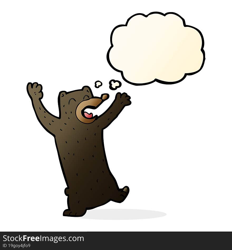 cartoon black bear with thought bubble