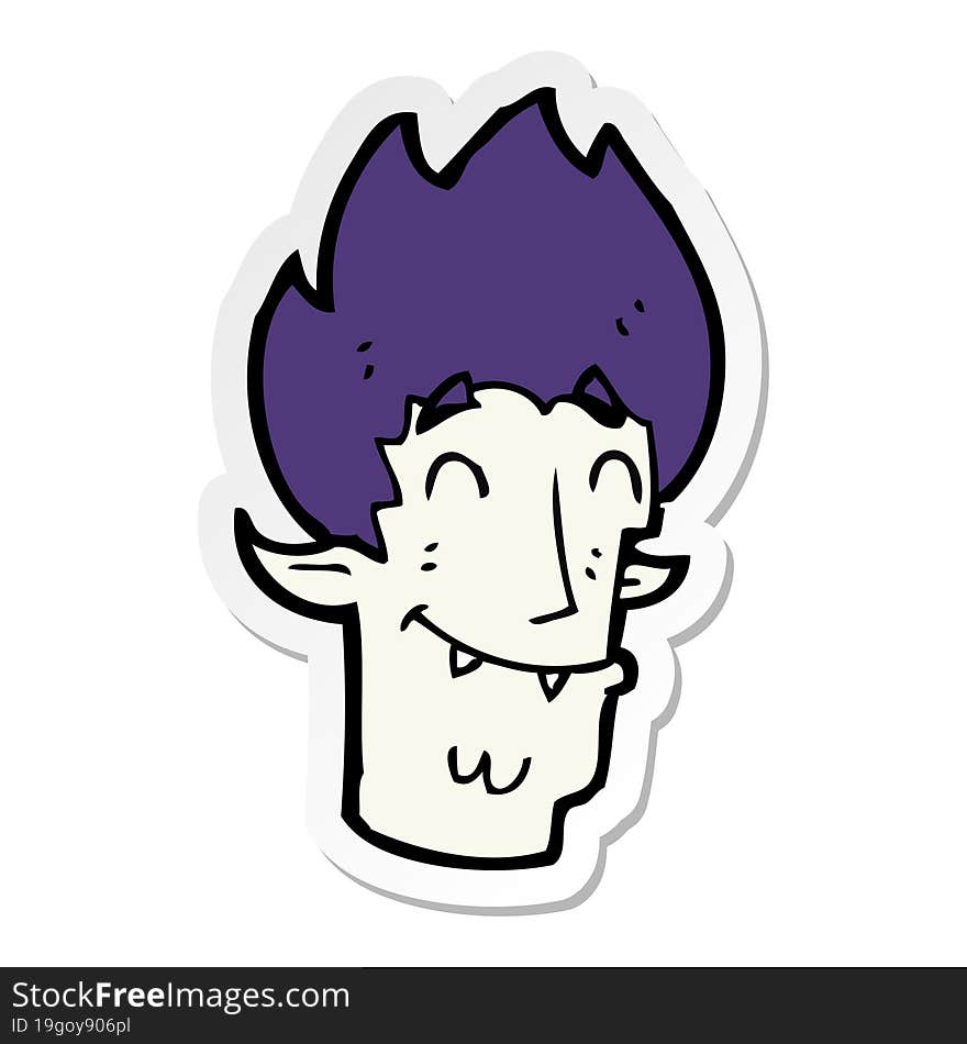 sticker of a cartoon happy vampire head