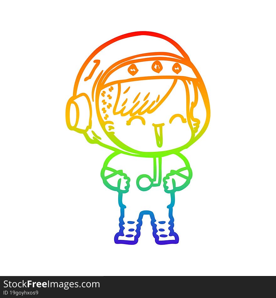 rainbow gradient line drawing happy cartoon space girl