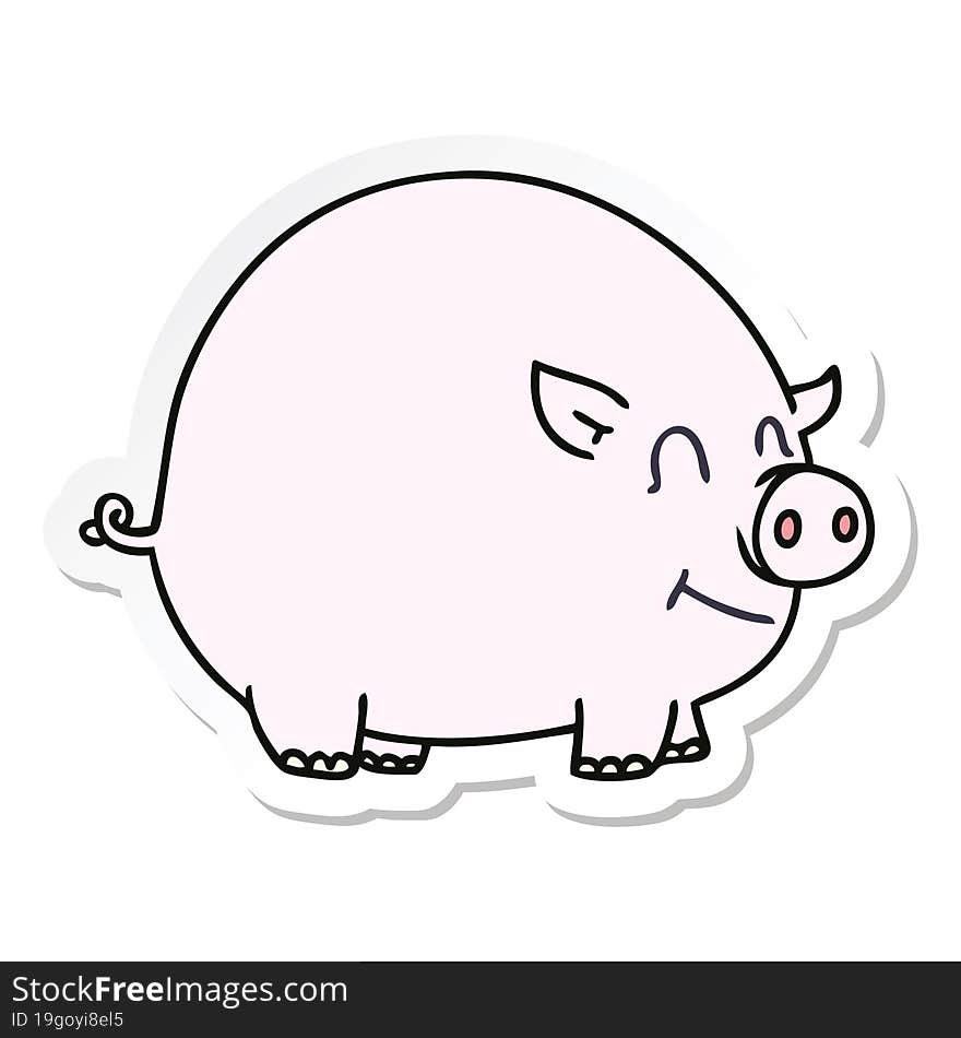 sticker of a quirky hand drawn cartoon pig