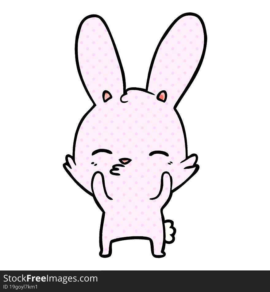 curious waving bunny cartoon. curious waving bunny cartoon