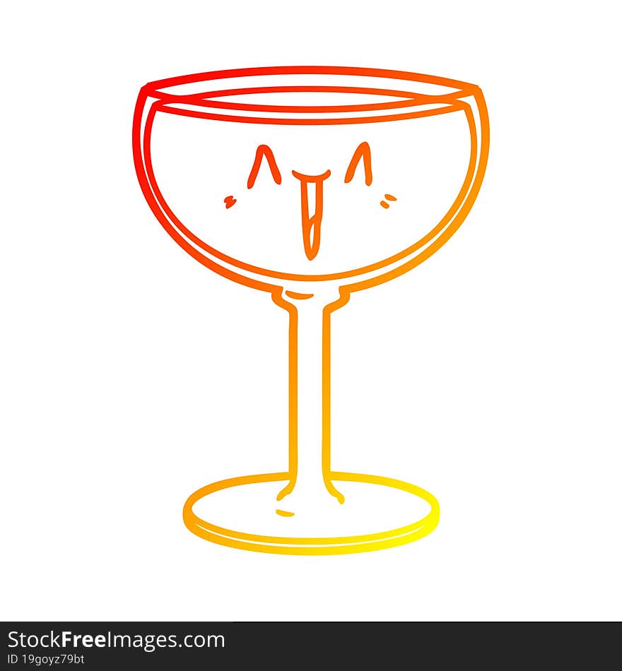 Warm Gradient Line Drawing Cartoon Glass Of Wine