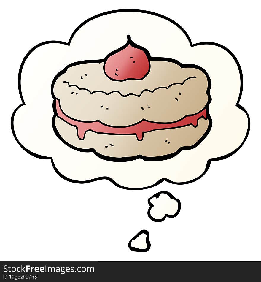 cartoon biscuit and thought bubble in smooth gradient style