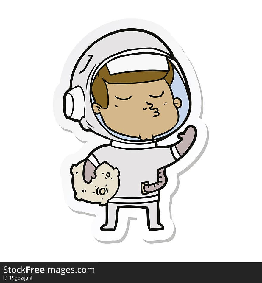 sticker of a cartoon confident astronaut