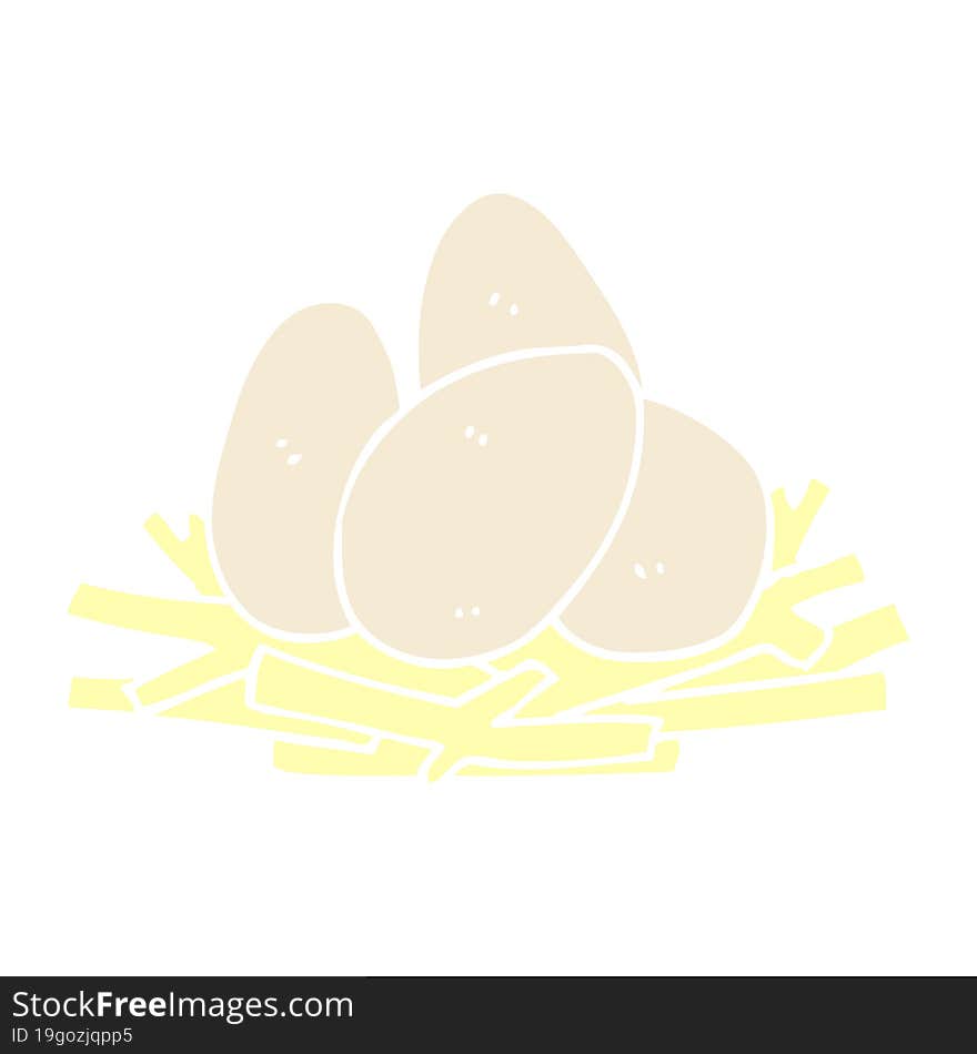 flat color style cartoon eggs in nest