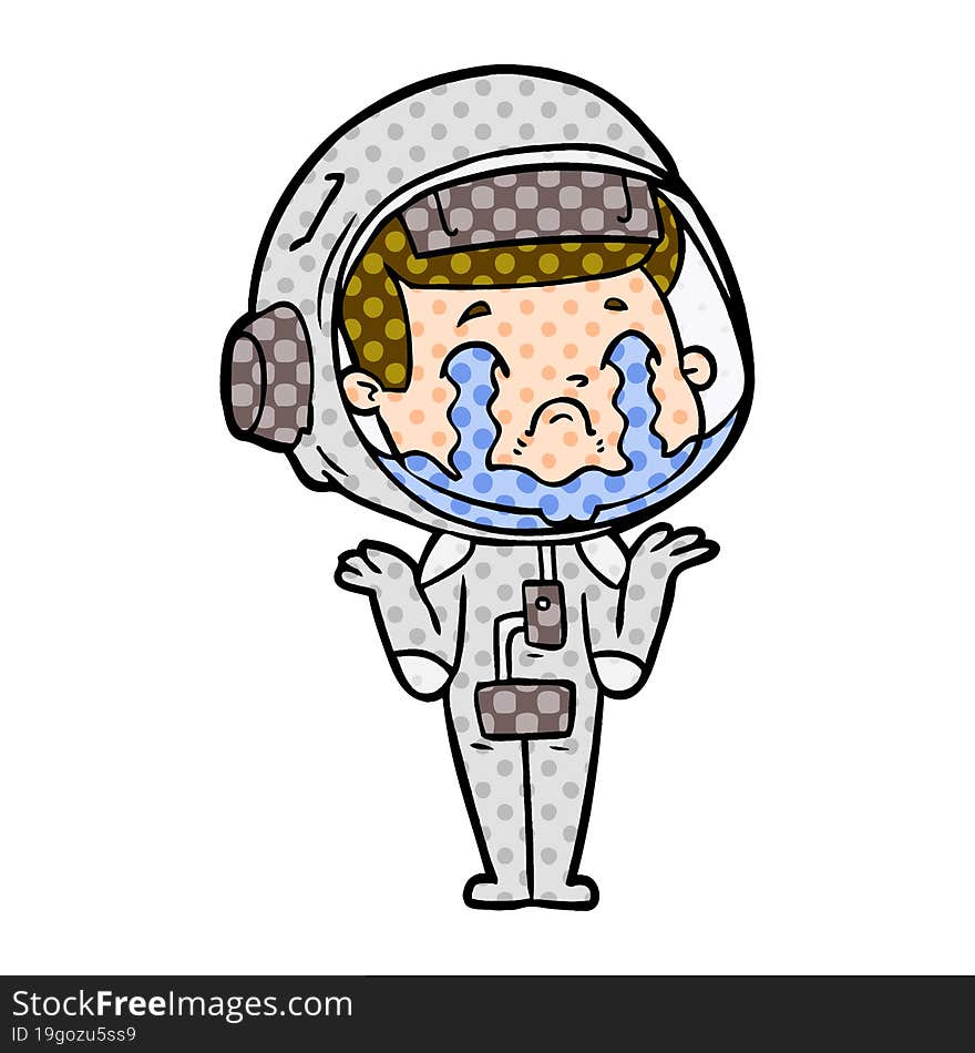 cartoon crying astronaut. cartoon crying astronaut