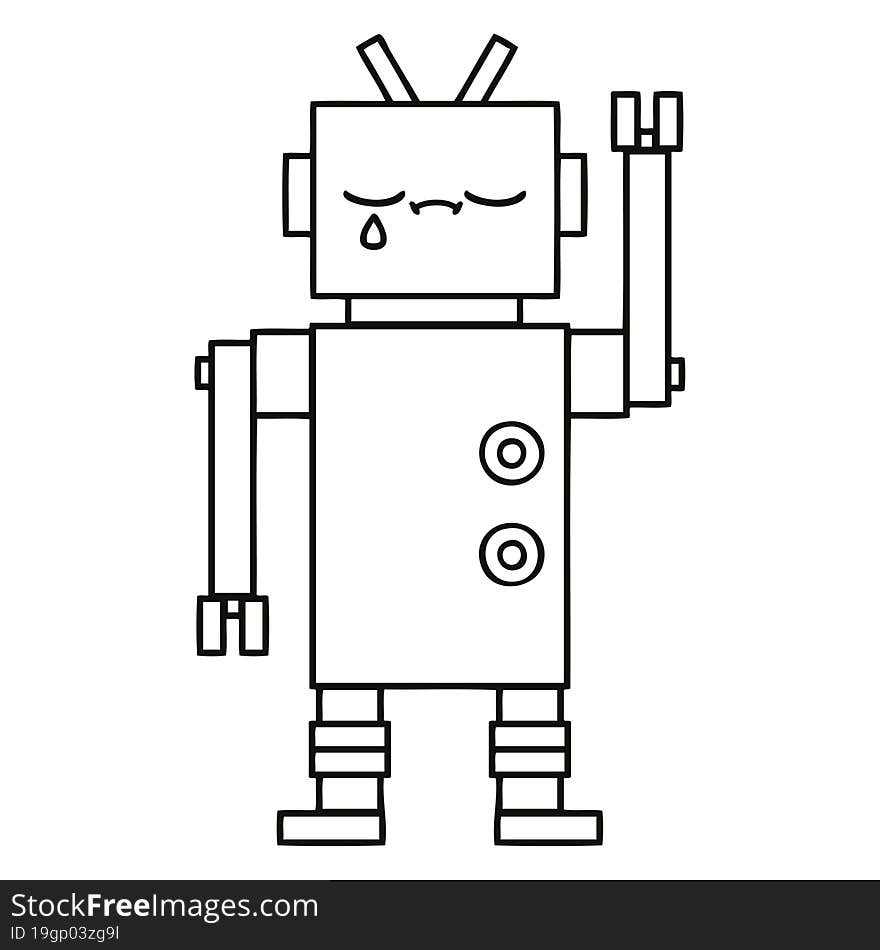 line drawing cartoon of a robot. line drawing cartoon of a robot