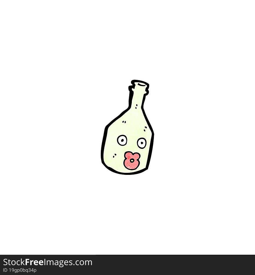 cartoon wine bottle with face