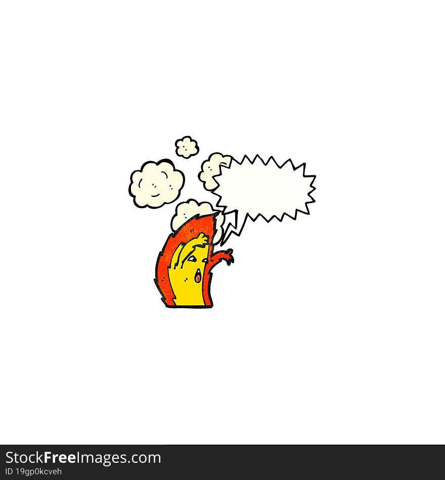 Flame Cartoon Character With Speech Bubble