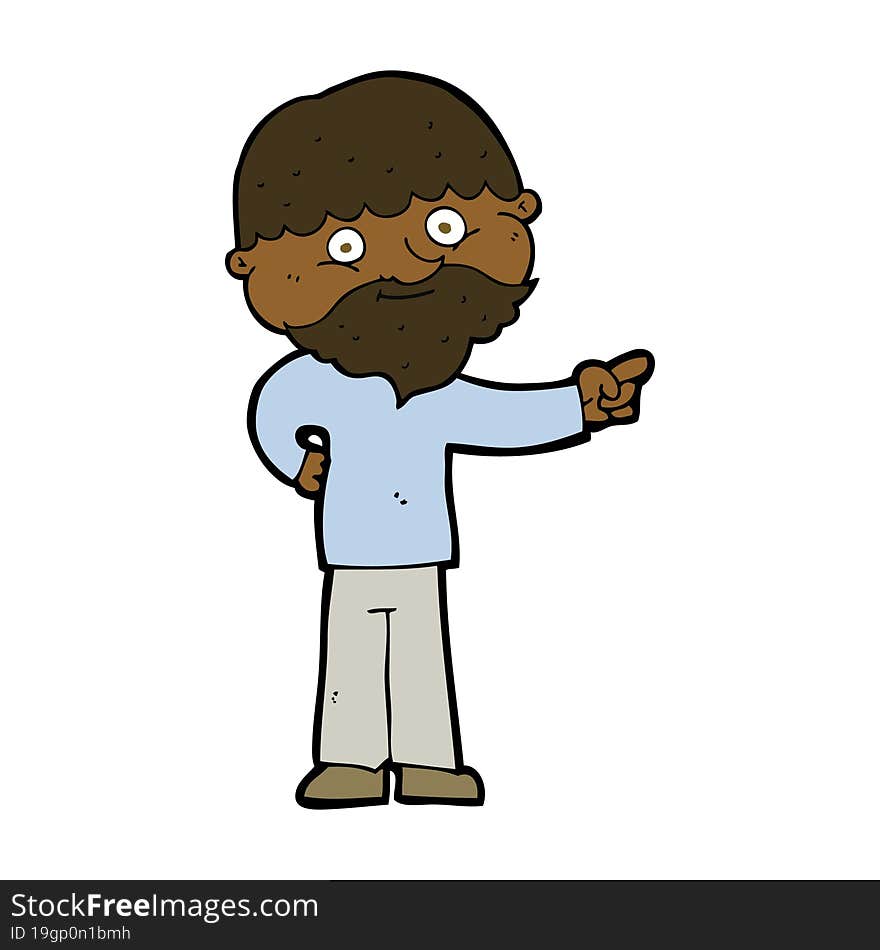 Cartoon Bearded Man Pointing