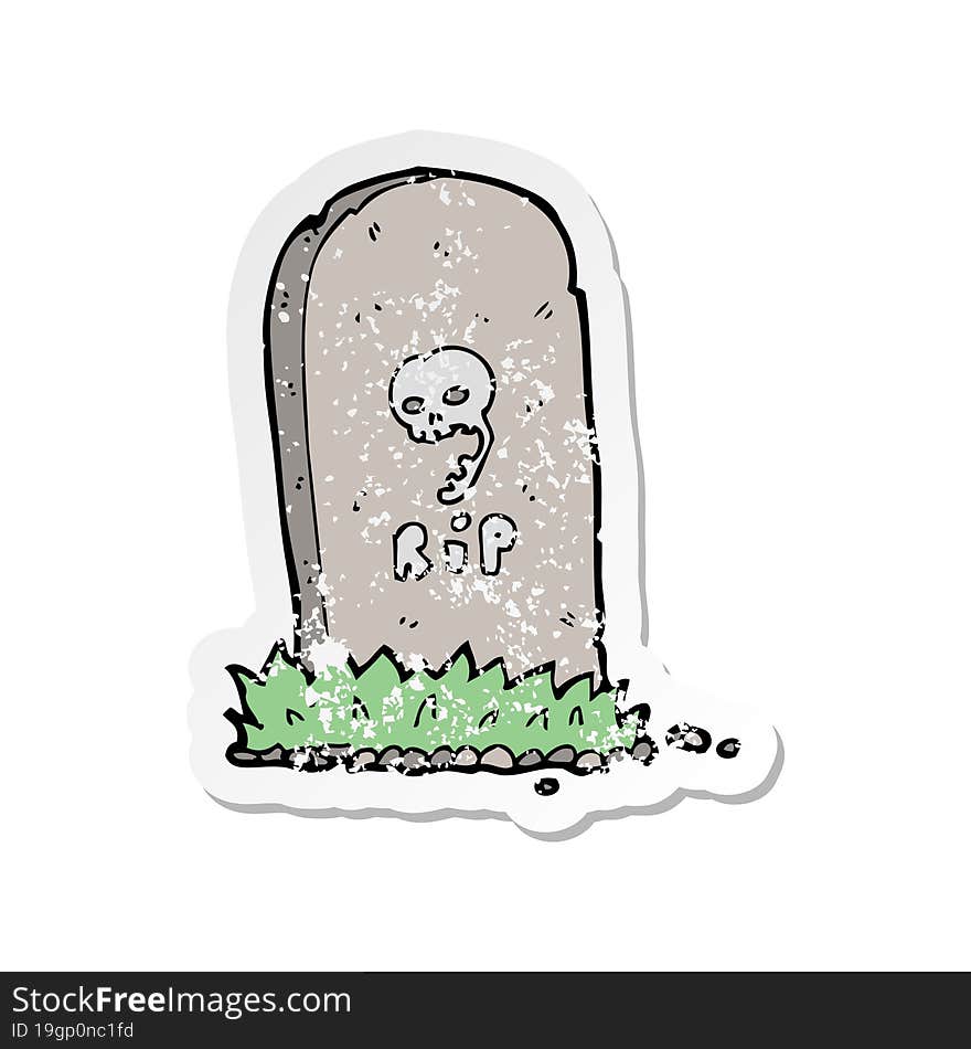 retro distressed sticker of a cartoon spooky grave