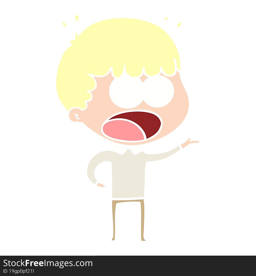 Flat Color Style Cartoon Shocked Man