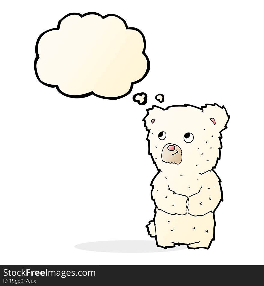 cartoon polar bear cub with thought bubble