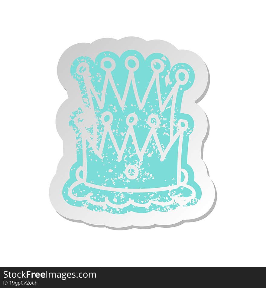 distressed old sticker of two crowns