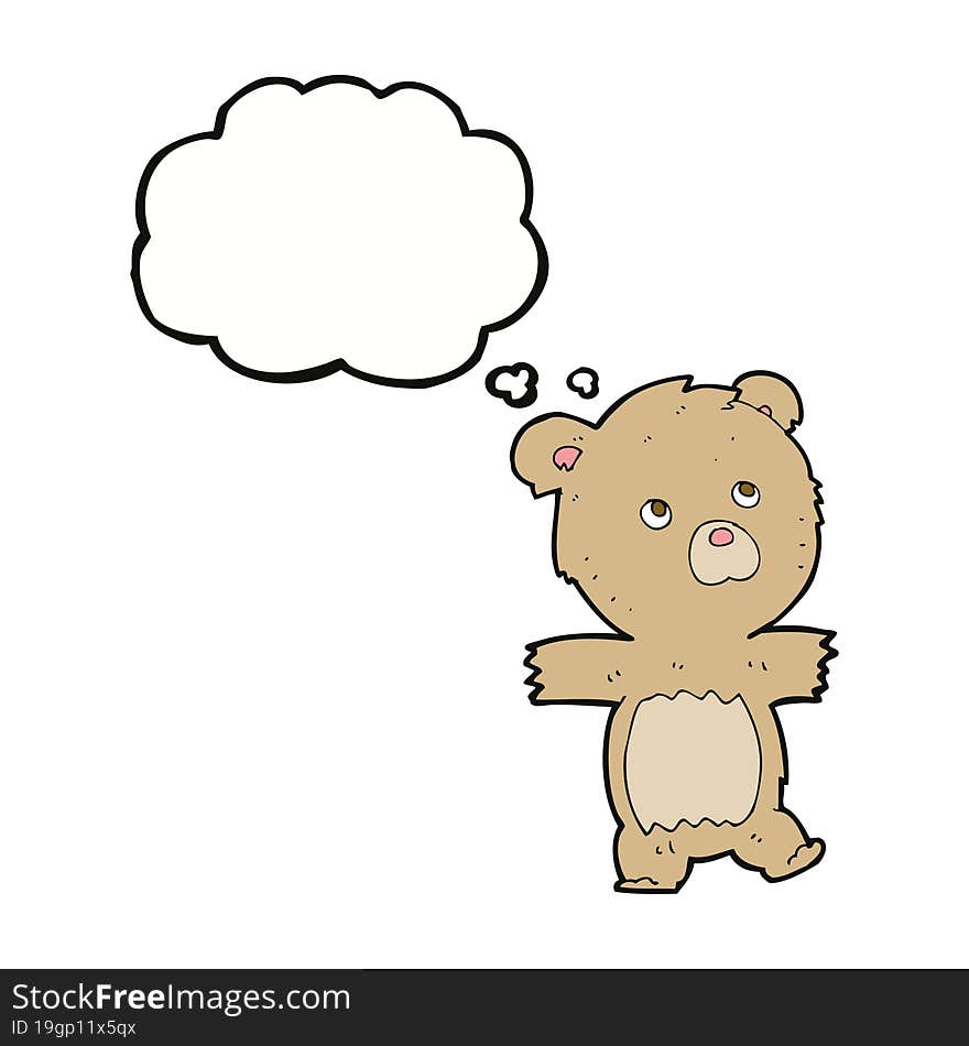 cartoon cute teddy bear with thought bubble