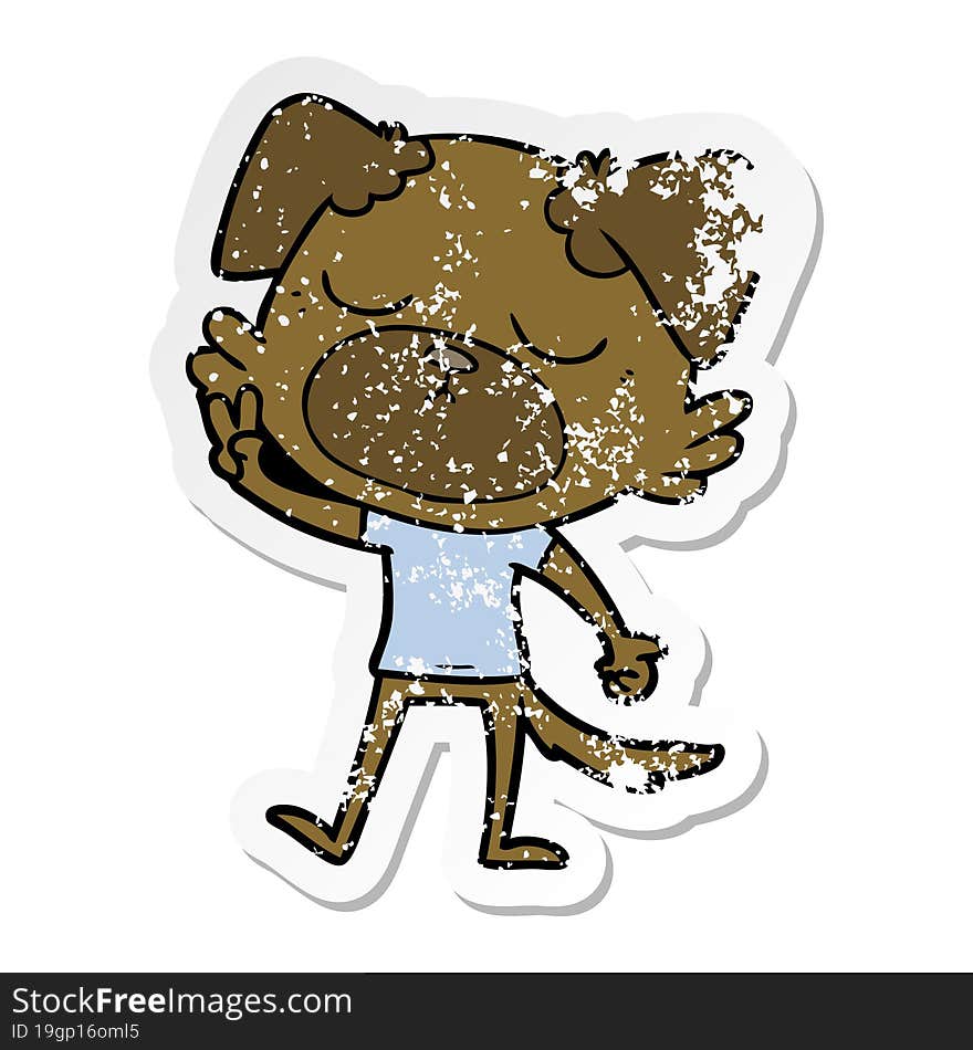 distressed sticker of a cute cartoon dog