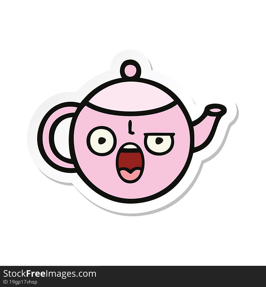 sticker of a cute cartoon teapot