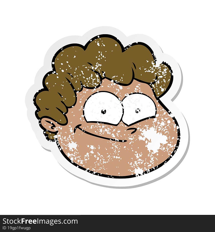 distressed sticker of a cartoon male face