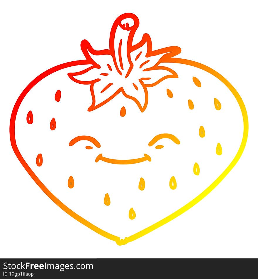 warm gradient line drawing cartoon strawberry