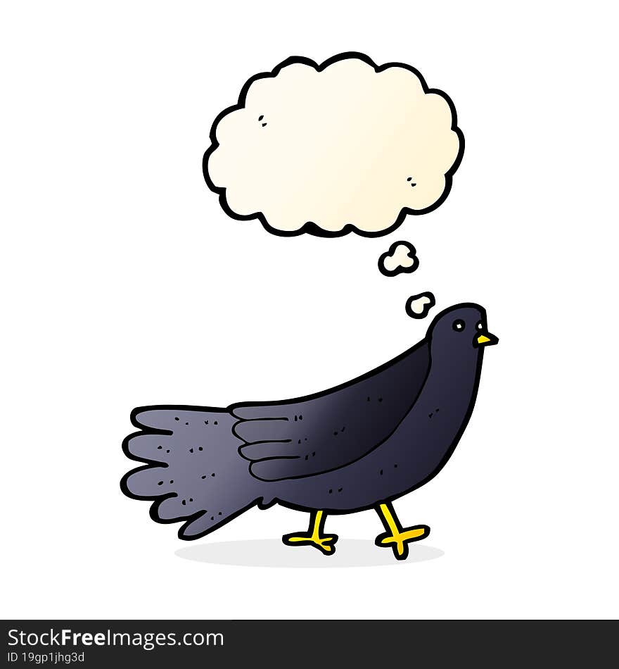 cartoon bird with thought bubble