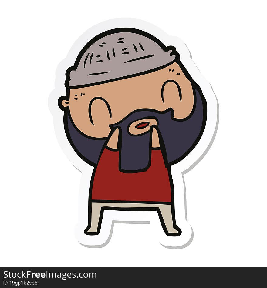 Sticker Of A Cartoon Bearded Man